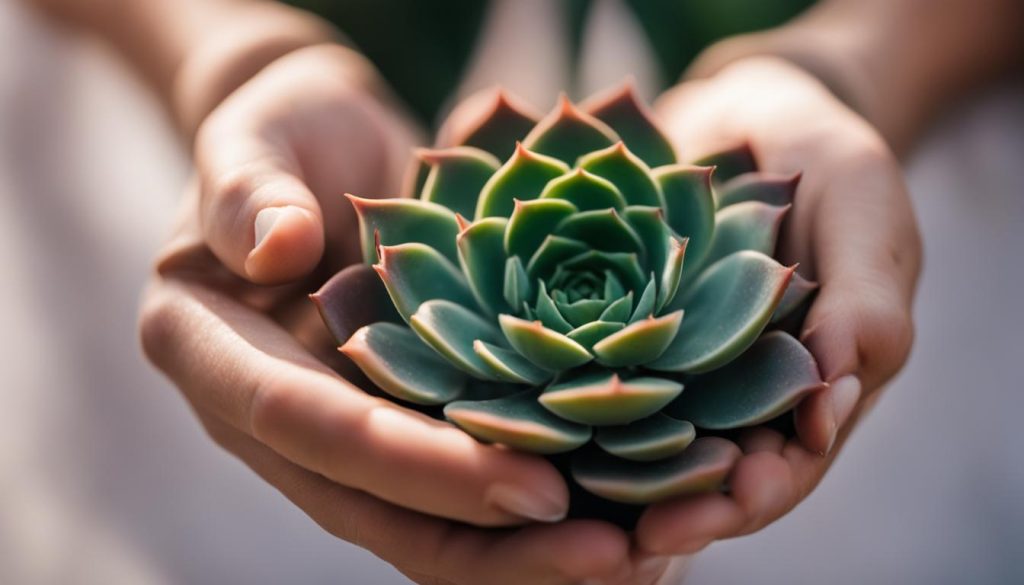 succulent in hand