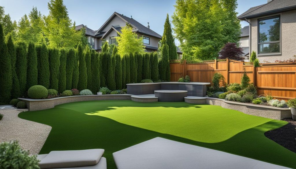 Artificial turf in a Canadian yard