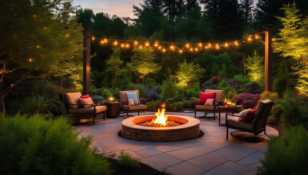 fire pit in a garden