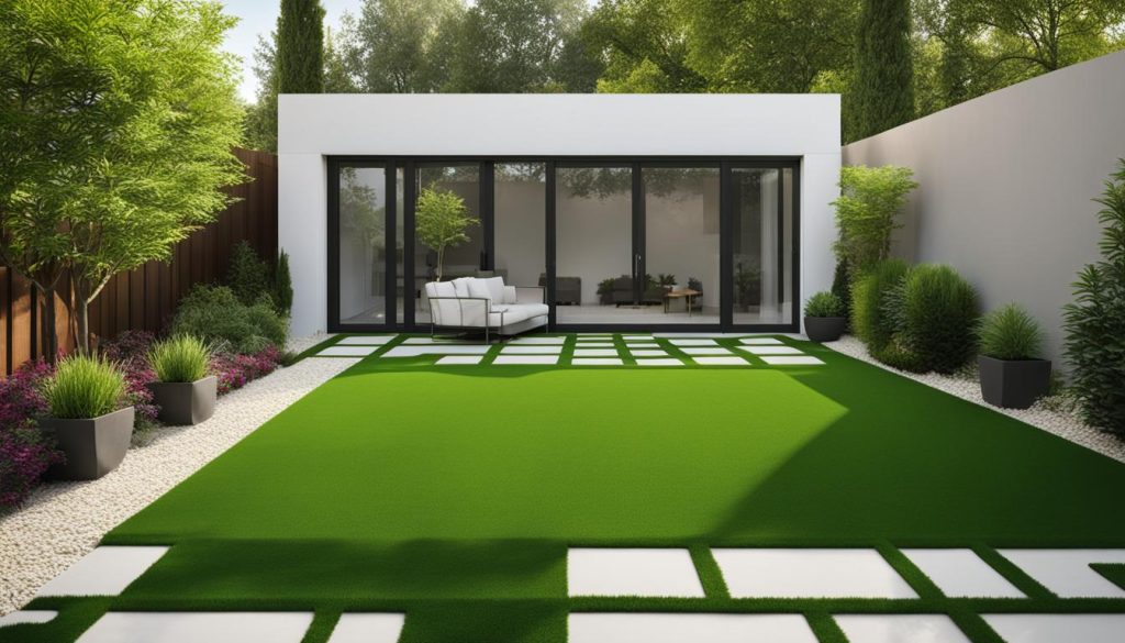 low-maintenance landscaping with artificial turf